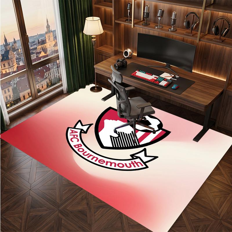 Bournemouth Football Print Crystal Velvet Rug, Comfortable Water Absorbent Non Slip Indoor Floor Carpet