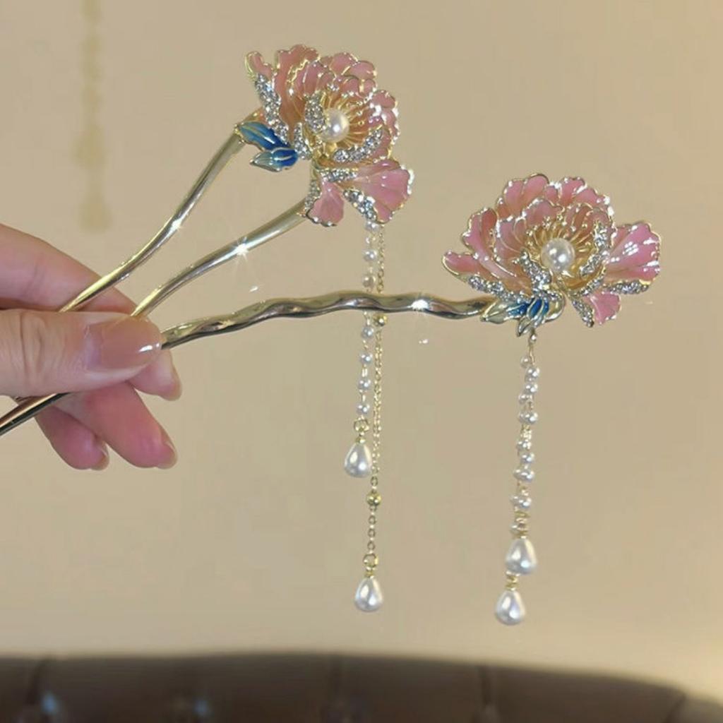 Super Nieśmiertelna Piwonia Chwost Spinka do Włosów, Nowa Chińska Spinka do Włosów Wysokiej Klasy Dziecięca, Starożytne Nakrycie Głowy Hanfu, Spódnica Końska Twarz z Akcesoriami.