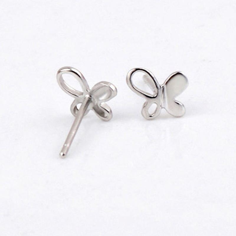 Silver Temperament Ear Jewelry Women'S Personality Simple Smooth Plain Silver Butterfly Earrings Exquisite Atmosphere Fashion Tremella Decoration