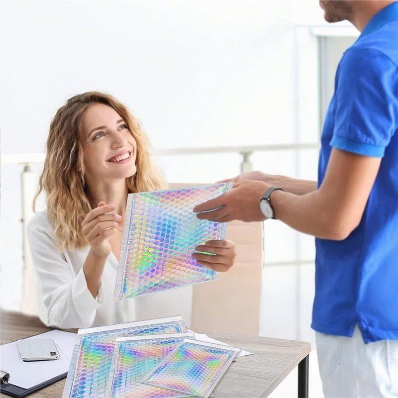 BAAJ-Foil Glitter Waterproof Self Seal Adhesive Holographic Bubble Mailers Bags, 50-Pack Shipping