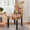 Stuhlhusse für Esszimmerstühle mit niedlichem Tier-/Hunde-Print, dehnbar, elastischer Stuhlbezug mit Blumenmuster, Sitzbezug für Küchenhocker, Heim- und Bankettdekor