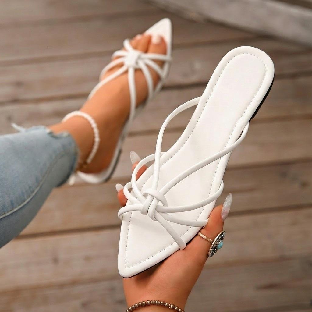Women Summer Simple Square Toe Beach Slippers Casual Outdoor Comfort Slides 36 белый