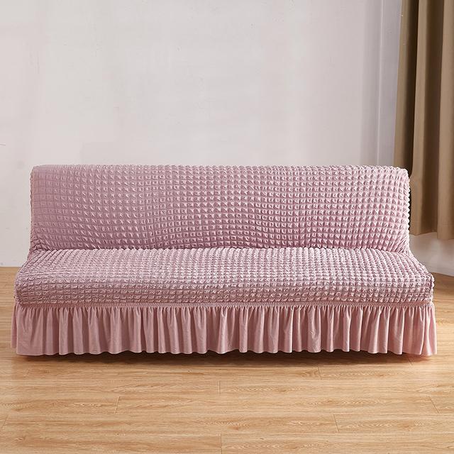 Seersucker Sofa Bed Cover Jacquard Solid Color Spandex Living Room Stretch All -Inclusive Sofa Cushion Cover Without Armrests