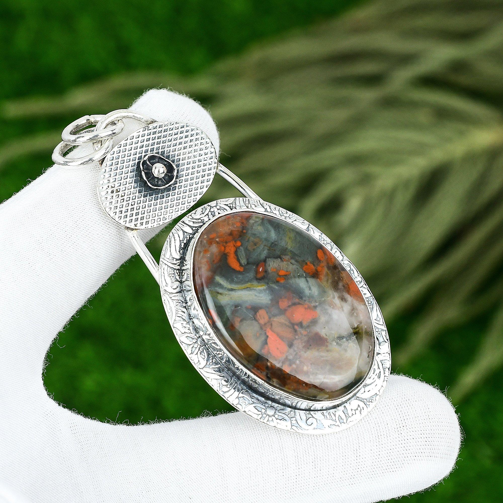 

Easter Deal 925 Silver Oval Tabu Jasper Gemstone Boho Sister Anniversary Pendant