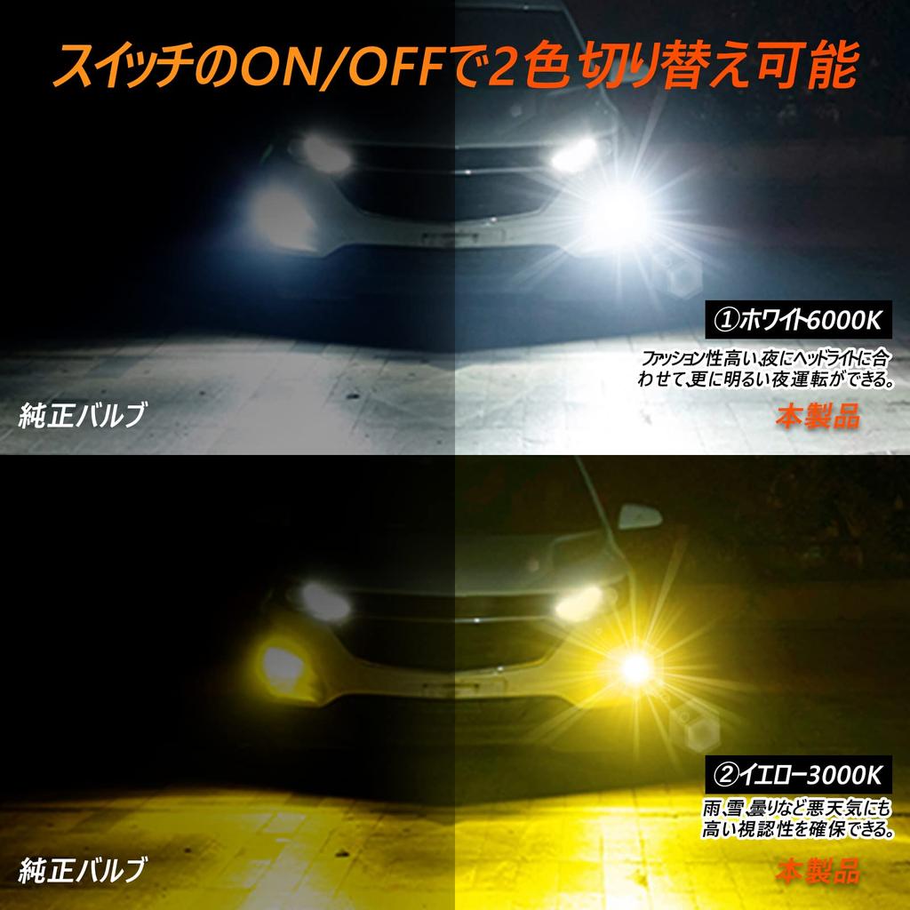 BLUESEATEC 2-Color Switching H8 H11 H16 LED Fog Lamp, 60 W, 13,000 LM, Explosive