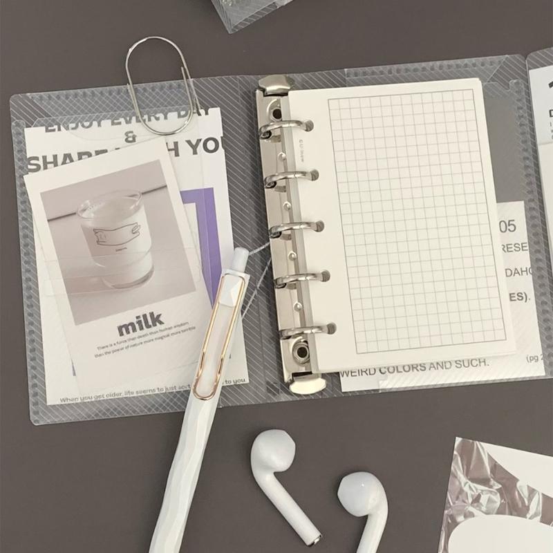 A6/A7 Clear Notebook Cover Binders Folder Three Fold Flip Binders Cover with Elastic Band for Paper Storage