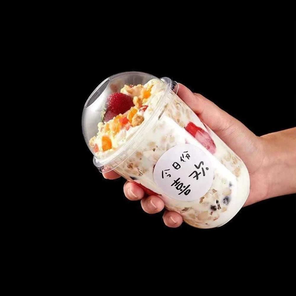 50pcs 250/360/500ML Ice Cream Cup Transparent Salad Cup Drinkware Disposable Cake Cup Pudding