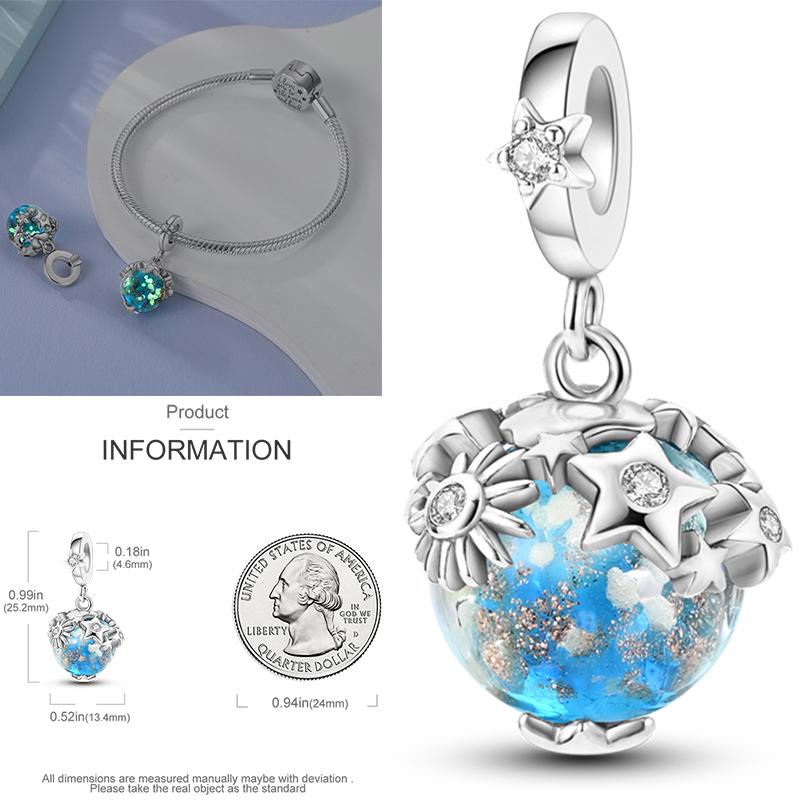 Charms Bead Copper Starlit Sky Moon Sun Earth Universe Charm Fit Bangle Bracelet Necklace Diy Jewelry