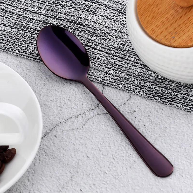 8 Colors Tea Spoons Stainless Steel Coffee Spoon High Quality Dessert Cake Fruit Spoons Gold Small Snack Scoop Dinnerware Tools