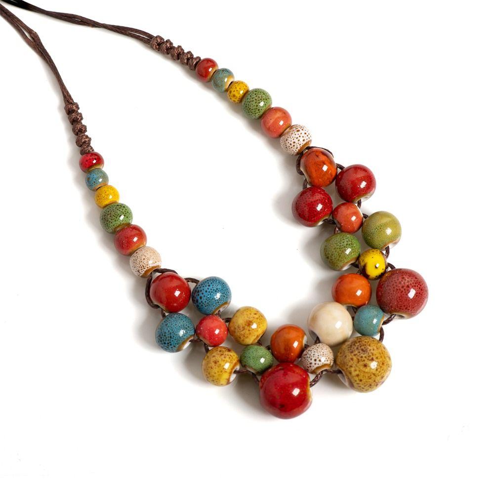 Handmade Boho Vintage Jewelry Multilayer Long Bead Chain Necklace Sweater Chain Necklace  for Women