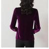 Gold Velvet Women's 2024 Autumn Winter Splicing O-Neck Button Ruffles Fashion Solid Color Minimalist Casual Long Sleeve Top