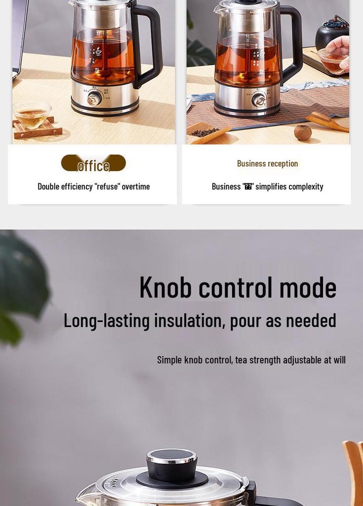 Electric Glass Tea Kettle with Steaming Function - Large Capacity for Black Tea