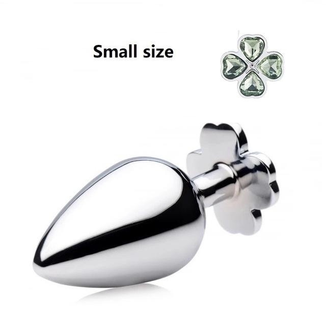 Nowy mały rozmiar czterolistna koniczyna metalowa analna zatyczka analna 12 kolorowych koralików jubilerskich kulki kegla silikonowe jaja seks zabawka dla mężczyzn i kobiet