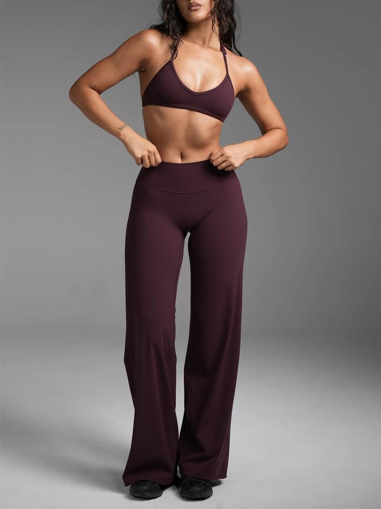 New Neck and Chest Gathering Underwear Yoga Suit Fitness Sports Trousers Pilates Quick-drying Two-piece Set