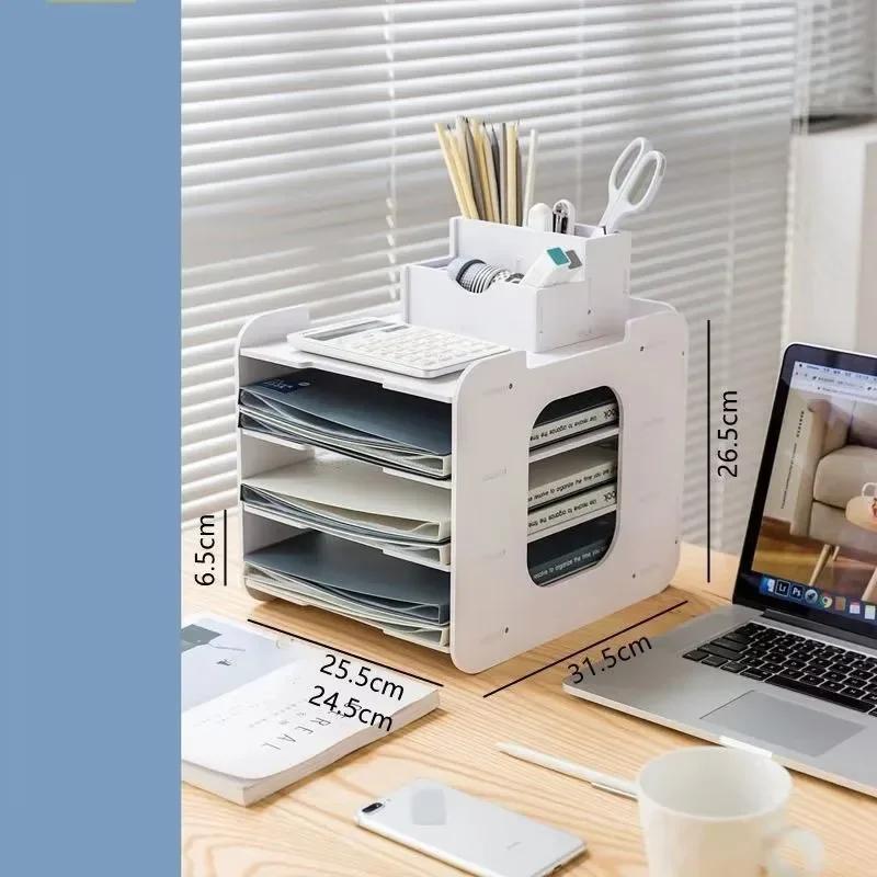 

4/5-ярусная стойка для хранения файлов, настольный лоток для документов с защитой от опрокидывания, подставка для книг, подставка для сортировки журналов и газет, органайзер для офисных принадлежностей
