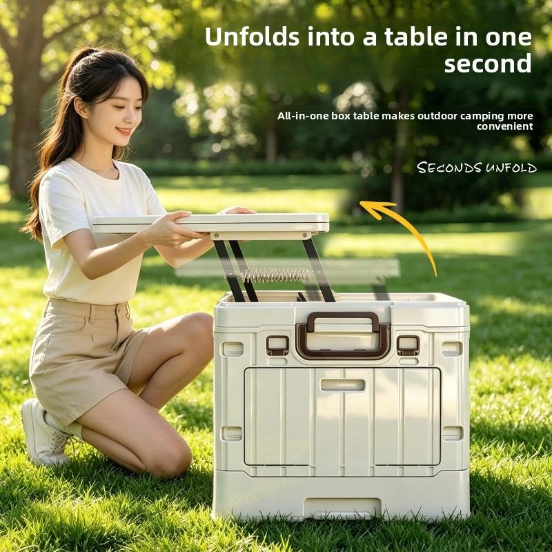 Collapsible Outdoor Camping Storage Box Large Capacity Folding Picnic Table Car Trunk Organizer Bin for Camping Traveling