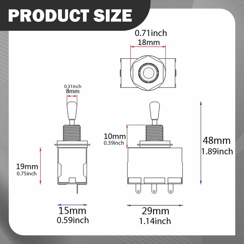 Reliable Metal Enclosed 3 Way Pickup Selector Switch Rocker Switch Electric Guitar Accessory for Beginner and Pro Players