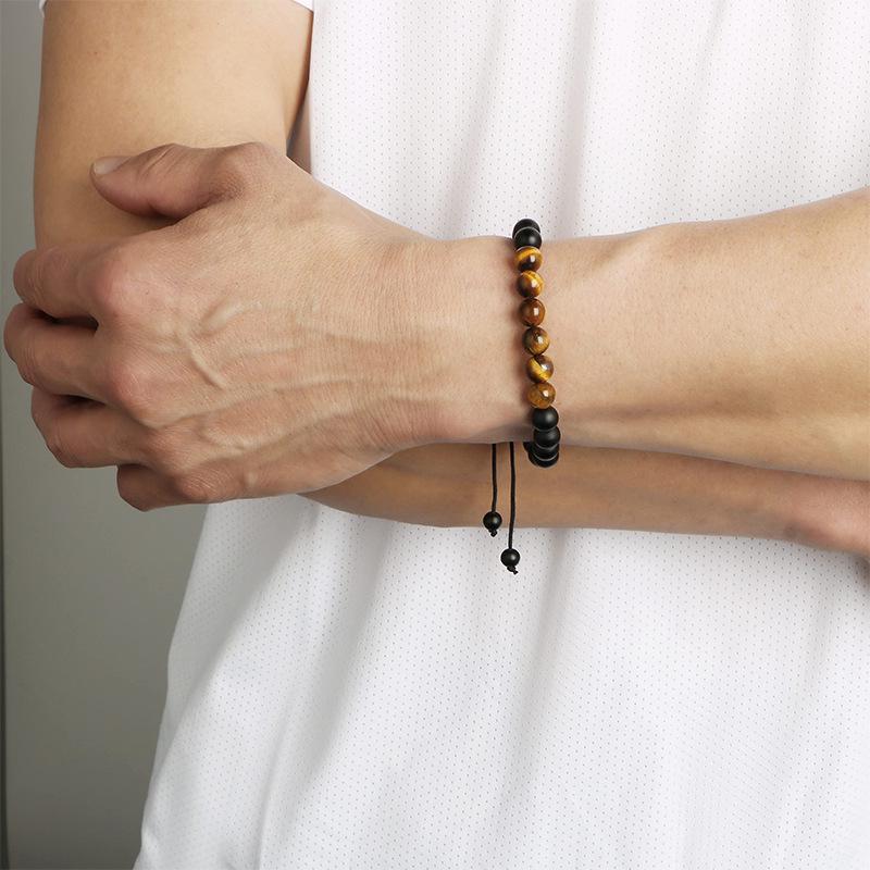 Milestone Birthday Gift: Tiger Eye & Frosted Stone Woven Bracelet