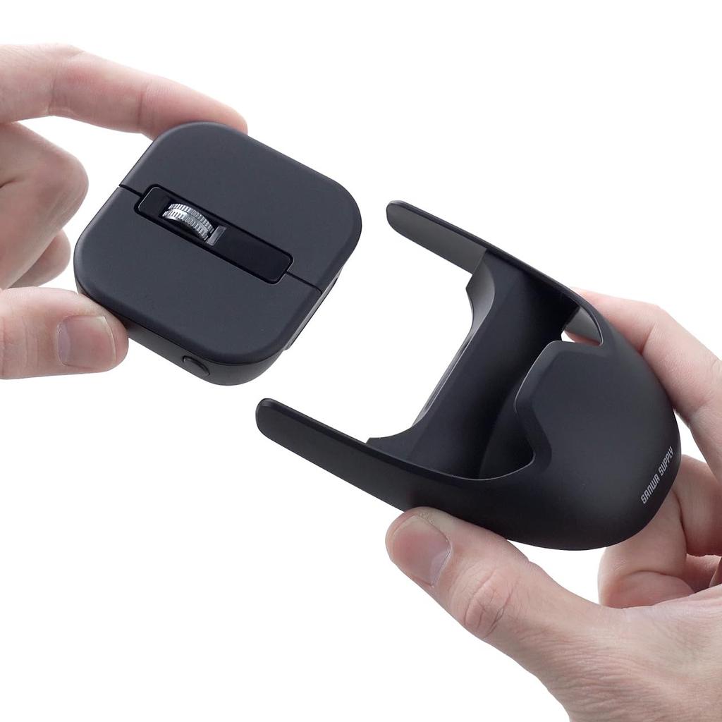 Sanwa Direct Mini Wireless Mouse, Detachable, Bluetooth2.4GHz, Multi-Pairing, 4 Buttons, Rechargeable, DPI Adjustment, Slim Design, 400-MAWB235