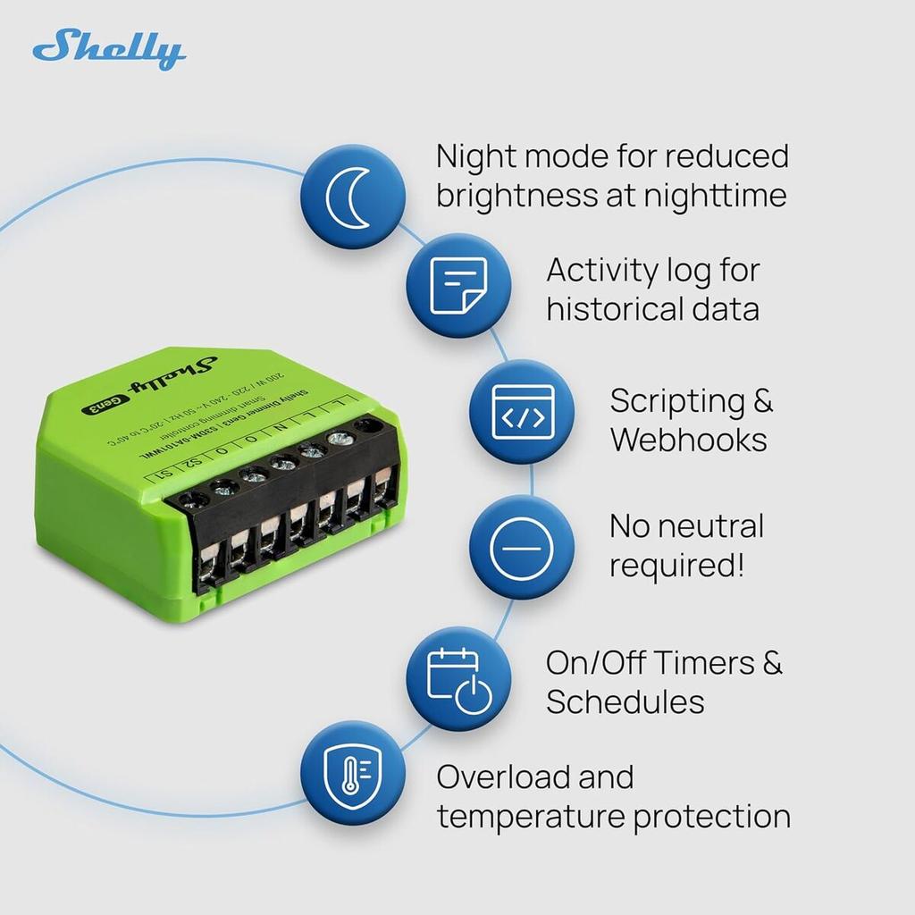 Wi-Fi switch module Shelly Gen 3 220-240 V