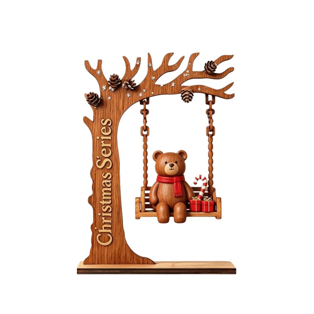 2D Flat Swingable Figure Wooden Craft Tabletop Decoration Christmas Swing Ornament New Year