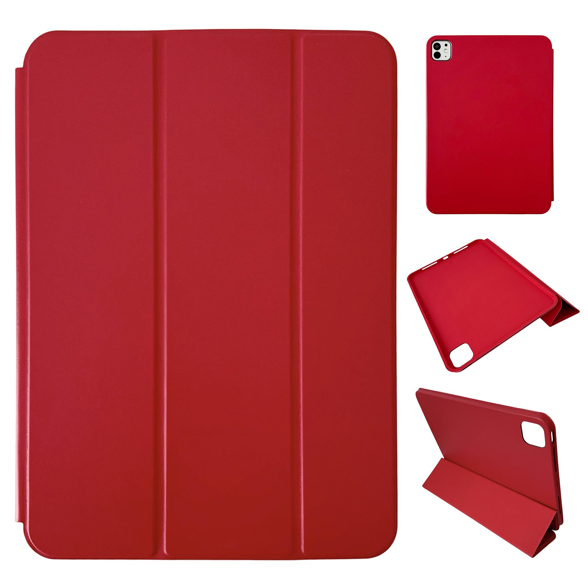 

Bulk Purchasing For iPad Pro 13 (2024) Protective Case Tri-Fold Stand Leather Flip Tablet Cover Red
