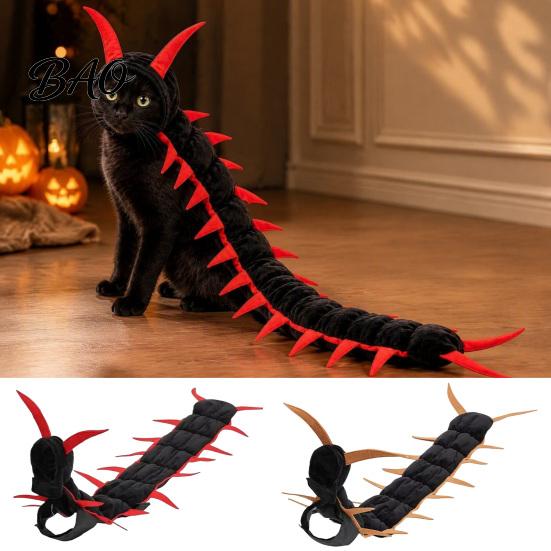 Unique Pet Party Clothing Centipede-Look Cat Costume, Halloween Outfit, Stuffed Plush Segmented Body with Funny Animal Cosplay Suits Adjustable