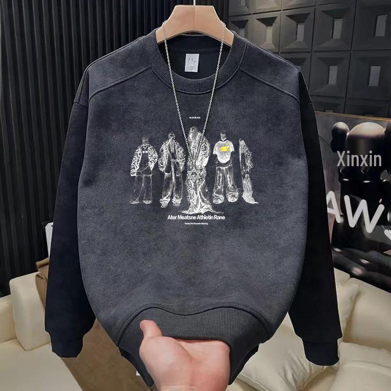 2025 Men s Trendy Casual Long-Sleeve Hoodie 3XL чёрный