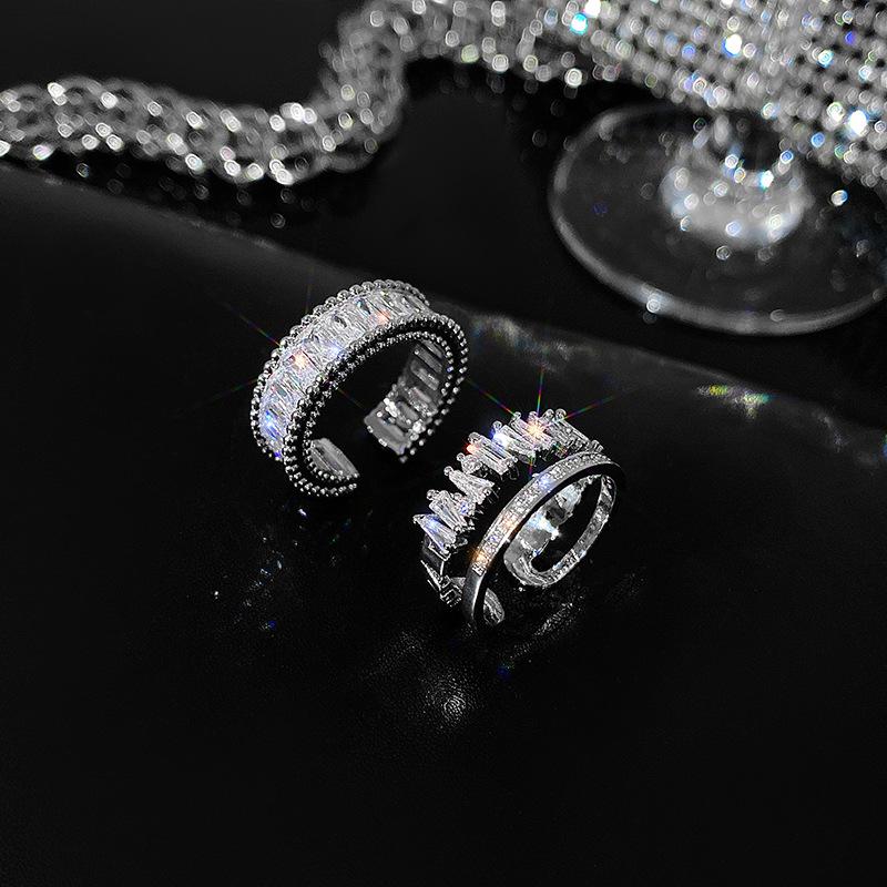 Sleek Luxury Zircon Ring: Trendy Open Index Finger Design for Women