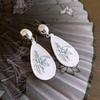 "Silver Needle Bamboo Fan Earrings: Butterfly Drop, Retro Fashion for Women"