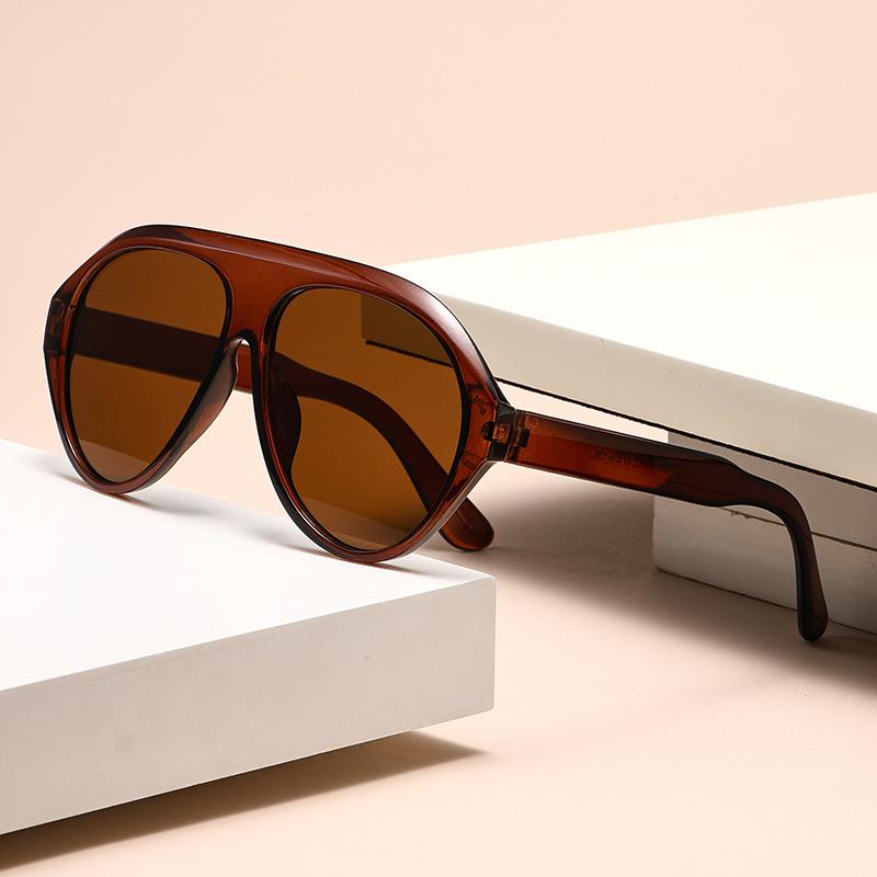 Vintage Oversized Oval Sunglasses Woman Men Fashion One-piece Design Sun Glasses Outdoor Driving Traveling Shades Glasses UV400