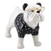 [R6542] - Ceramic Figurine 'English Bulldog' White Black (eyeglasses) - 19x16x9cm