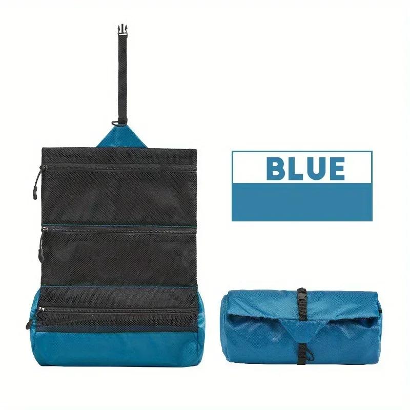 

Travel Foldable Toiletry Bag Men s Portable Dry and Wet Separation Wash Storage Pouch Waterproof Women s Makeup Bag синій