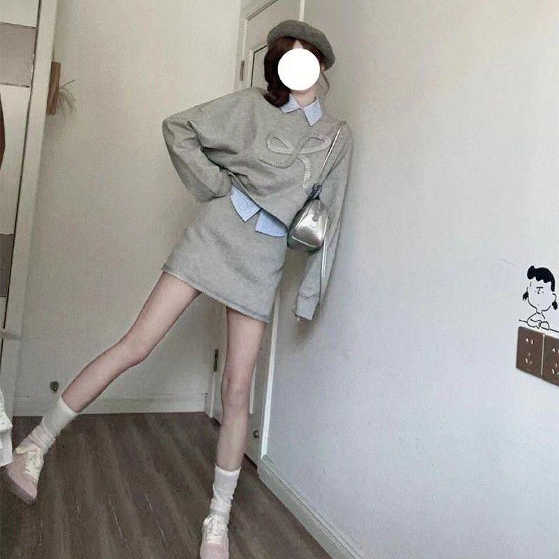 

2025 Women s Autumn/Winter College Style Outfit: High-End Hoodie and Mini Skirt Set M
