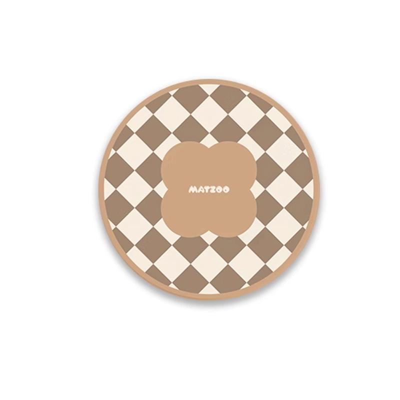 Round Plaid Hard Diatom Mud Coffee Tea Coaster Thermal Insulation Pad Office Non-slip Absorbent Pad