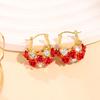Rose diamond U-shaped ear buckle fashionable flower design light luxury niche high-end earrings