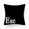 Keyboard Jeanette Alt Del Ctrl Letter Pattern Hug Cushion Cover Black and White Home Decor Home Car Comfort Cushion Cover    ...