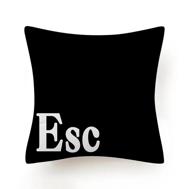 Keyboard Jeanette Alt Del Ctrl Letter Pattern Hug Cushion Cover Black and White Home Decor Home Car Comfort Cushion Cover    ...