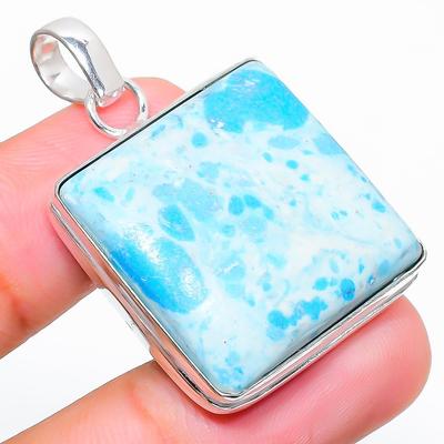 Larimar Gemstone 925 Sterling Silver Jewelry Pendant 1.50" U7J21
