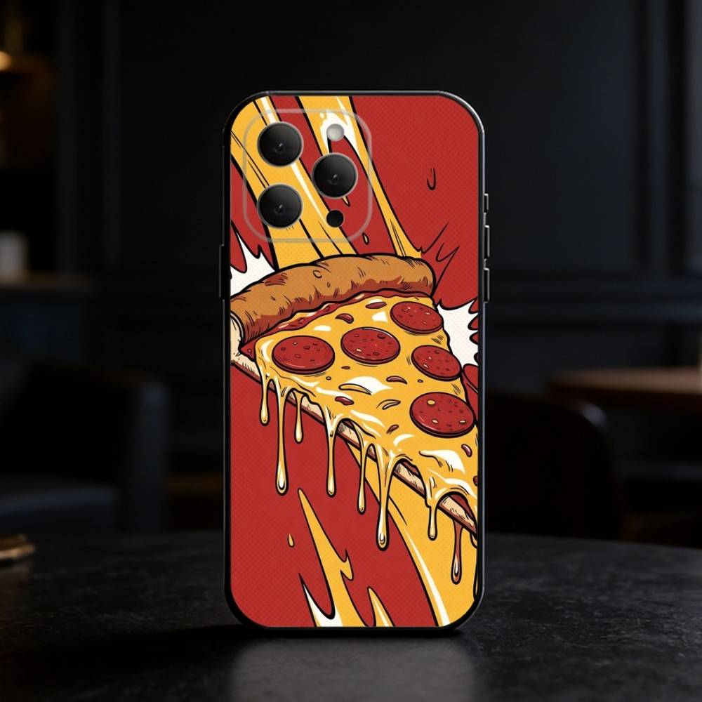 Delicious P-Pizza C-Cheese Phone Case Silicone black Soft For IPhone 17,16,15,14,13,12,11,SE,Plus Pro Max
