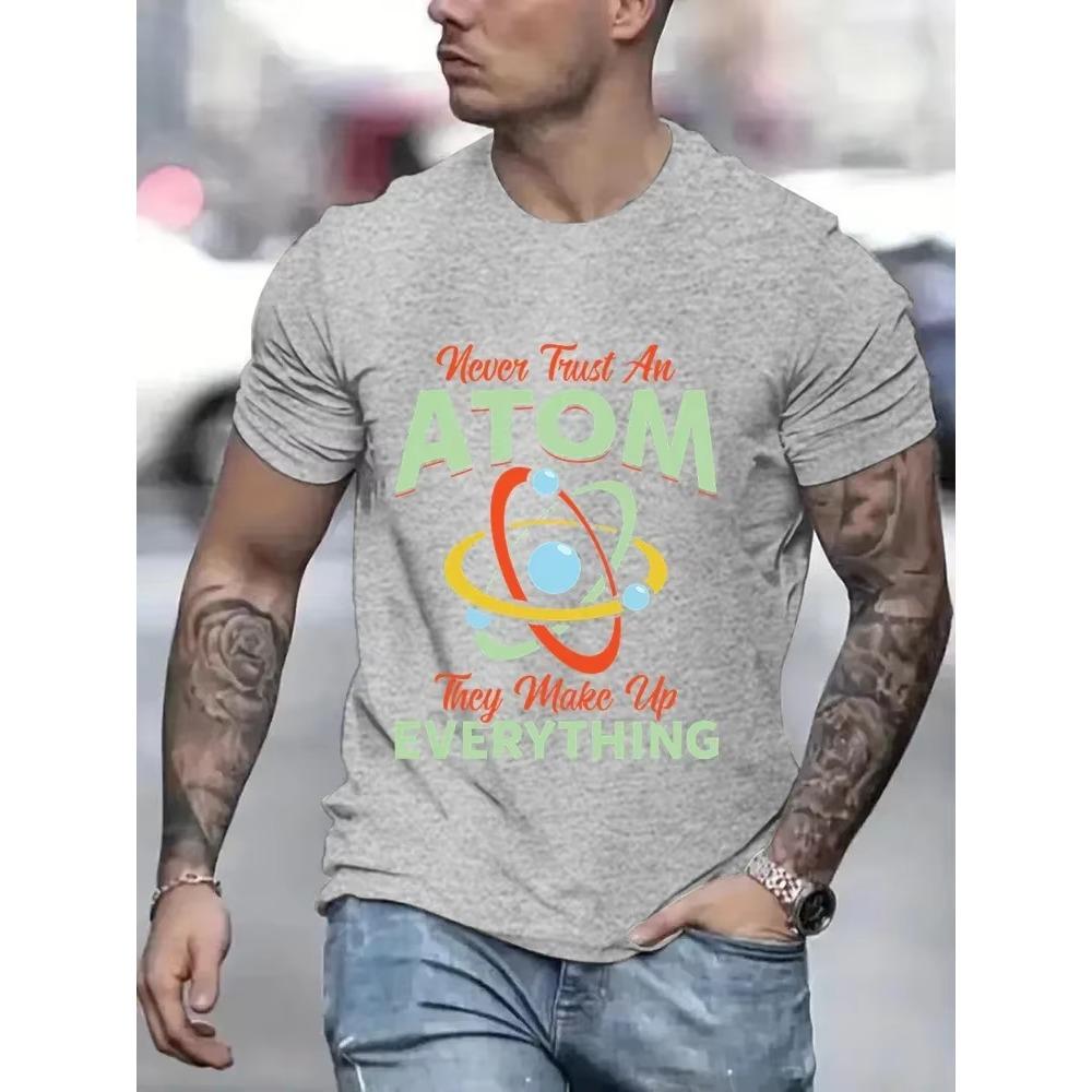 Never Trust An Atom Science Funny T-Shirt Chemistry or Physics Male Vintage Graphic Tshirt Men Novelty Streetwear Tshirt Men Top
