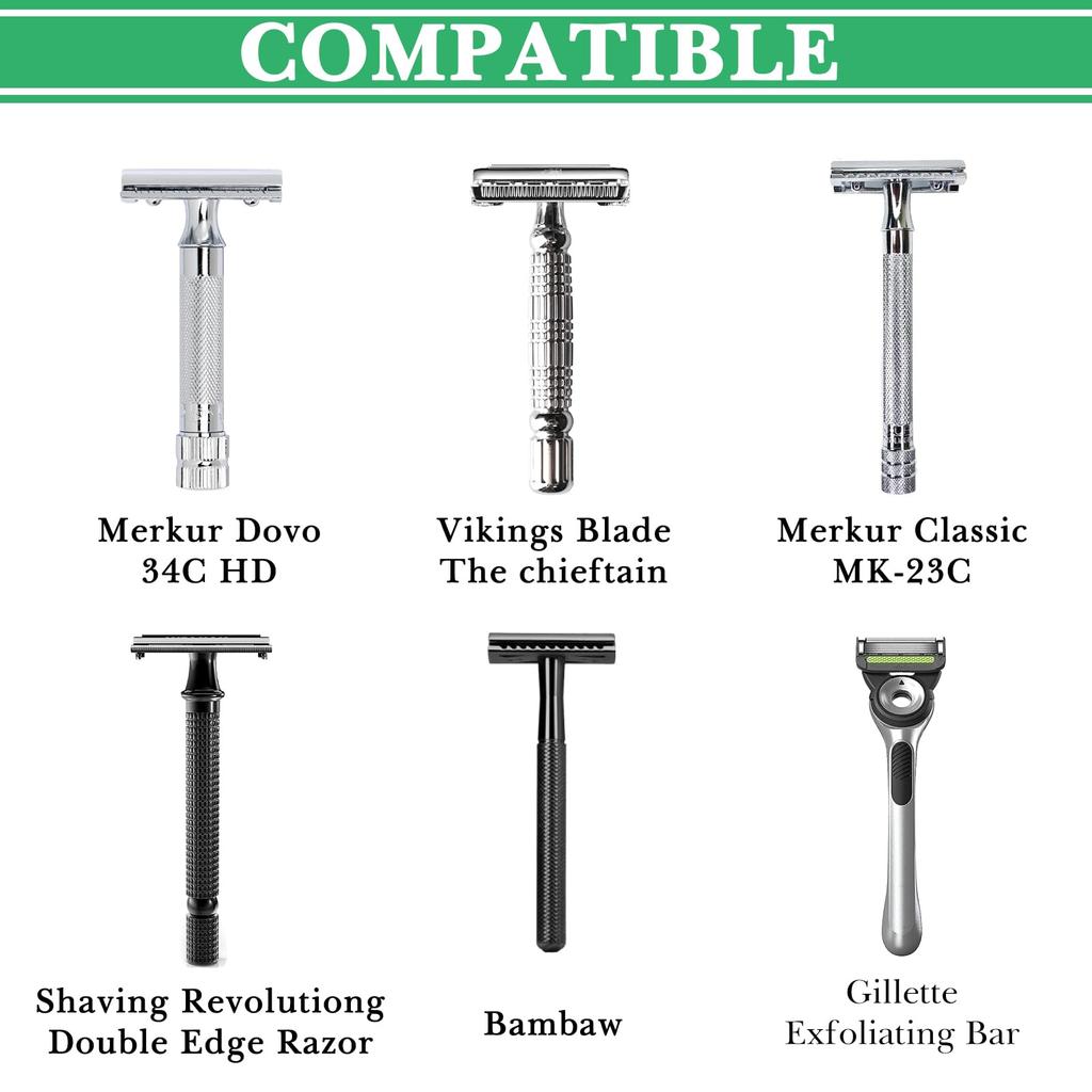 Linkidea Razor Brush Deluxe Stainless Steel Shaving Brush Bathroom Grooming Shaver Stand Compatible with Merkur 23C & Holder, Men's Hanger, Organizer,