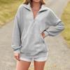 Women's Casual Fashion Half Zipper Lapel Solid Color Casual Top Sweatshirt