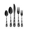 New Pattern Stainless Steel Tableware 40 Pieces Suit PVD Plated Printed Black Carved Handle Laser