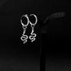 Snake Rose Flower Cross Dangle Hoops Earrings Silver Color Vintage Punk Stainless Steel Earrings For Women Men Jewelry Piercing