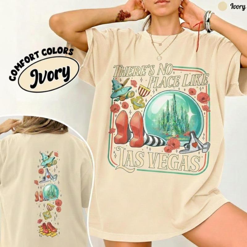Das Wunderbare Zaubererhemd Kein Ort wie Las Vegas Grafik-T-Shirt Gelbe Ziegelsteinstraße Inspiriertes Hemd Geschenk für Klassische Literatur Fans