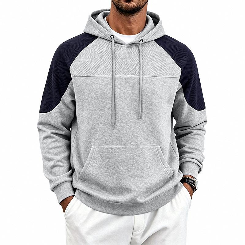 Autumn Winter Heavyweight Hoodie Men Patchwork Knitted Hooded Sweatshirt Loose Casual Pull On Hoodies Man Streetwear Sweatshirts