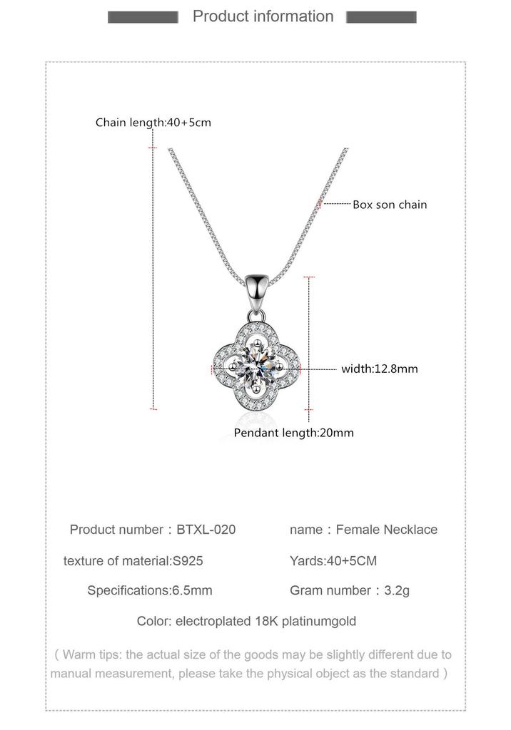 S925 Sterling Silver Moissanite Four-Leaf Clover Jewelry Set: Necklace, Ring, and Earrings