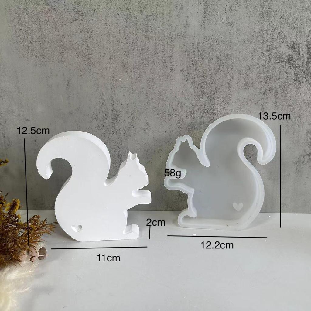 3D DIY Cute Squirrel Silicone Candle Mold Animal Squirrel Soy Wax Silicone Mould Animals Gypsum Resin Mould Home Decor
