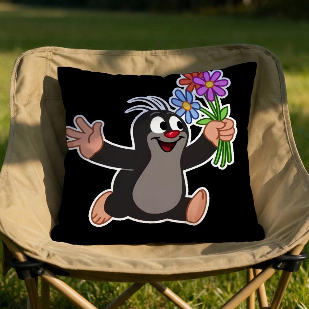 Character LLittle Mole Cushion Cover Soft Reversible Durable Pillow Cover MultiScene Use for Home Car Daily Comfort